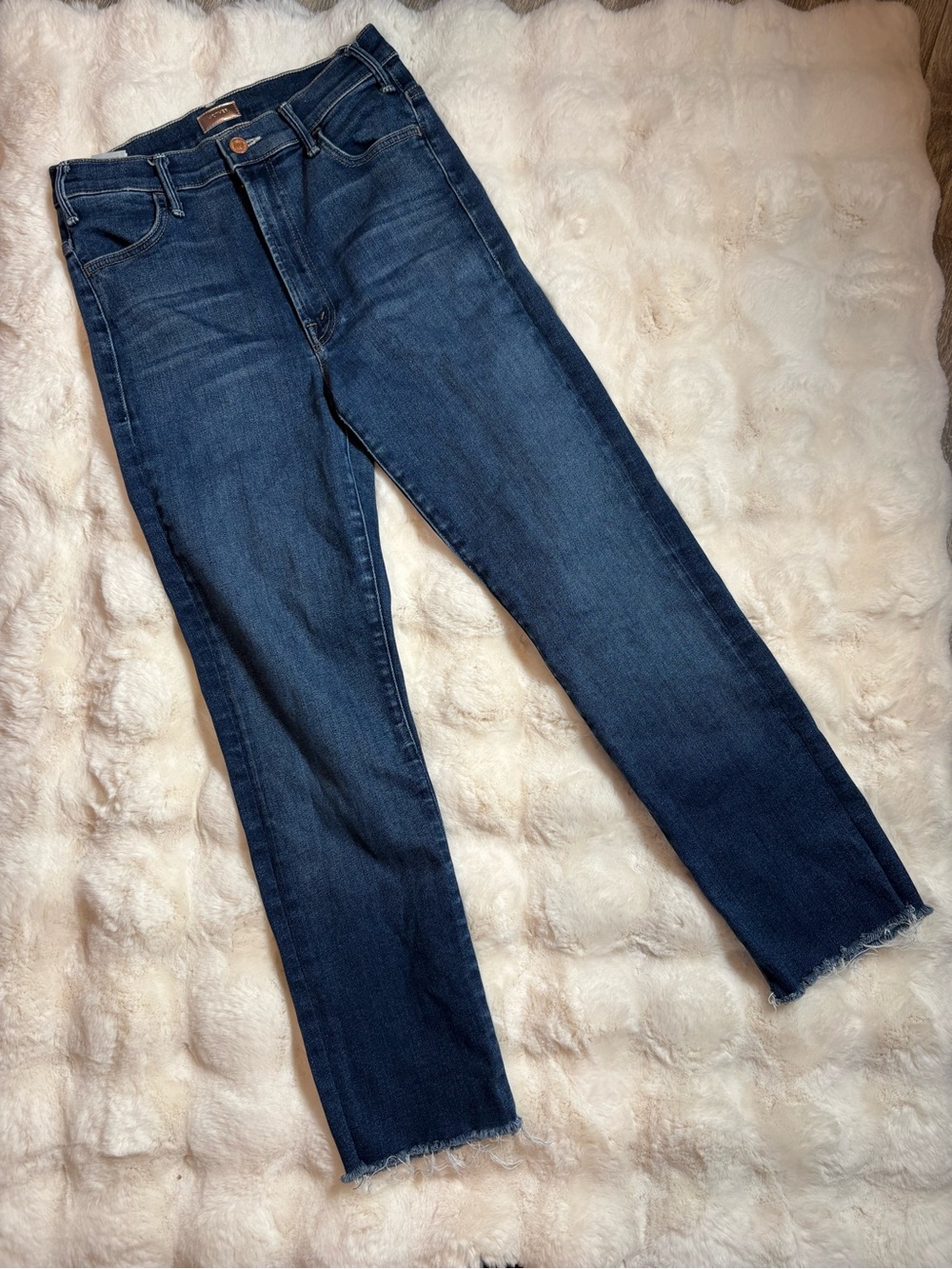 MOTHER hustler ankle fray jeans in home movies blue - 28 - Picture 5 of 9